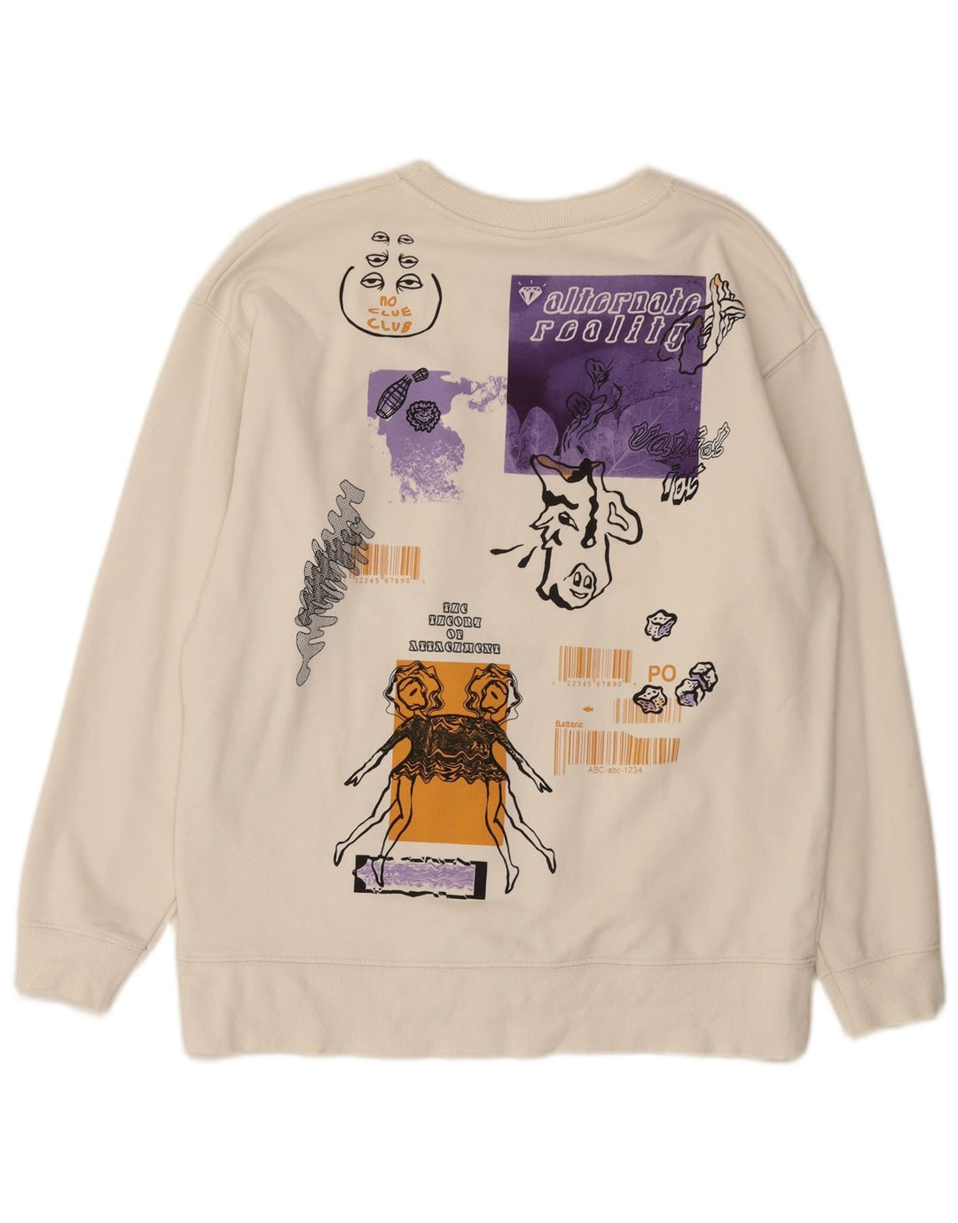 Zara moletom gráfico masculino jumper médio algodão branco