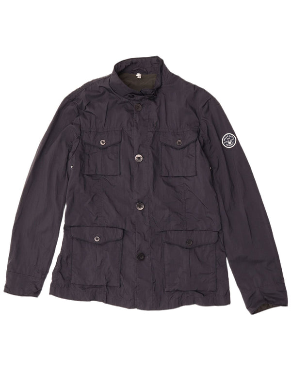 Jaqueta utilitária masculina Armani Jeans UK 42 XL azul marinho poliamida
