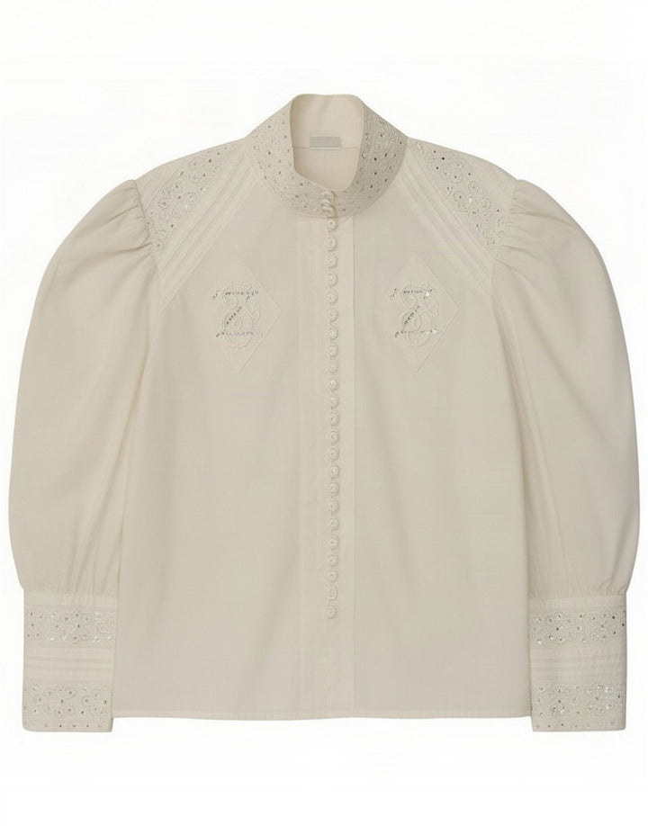 Cris Devi Blusa feminina camisa UE 38 floral branco médio