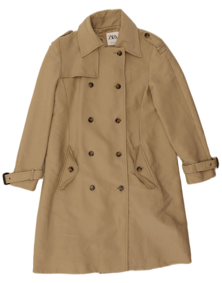 Zara Womens Trench Coat UK 14 Médio Bege Poliéster