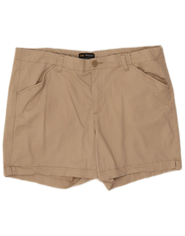 Shorts feminino Lee de cintura média com ajuste regular US 18 2XL W38 algodão bege