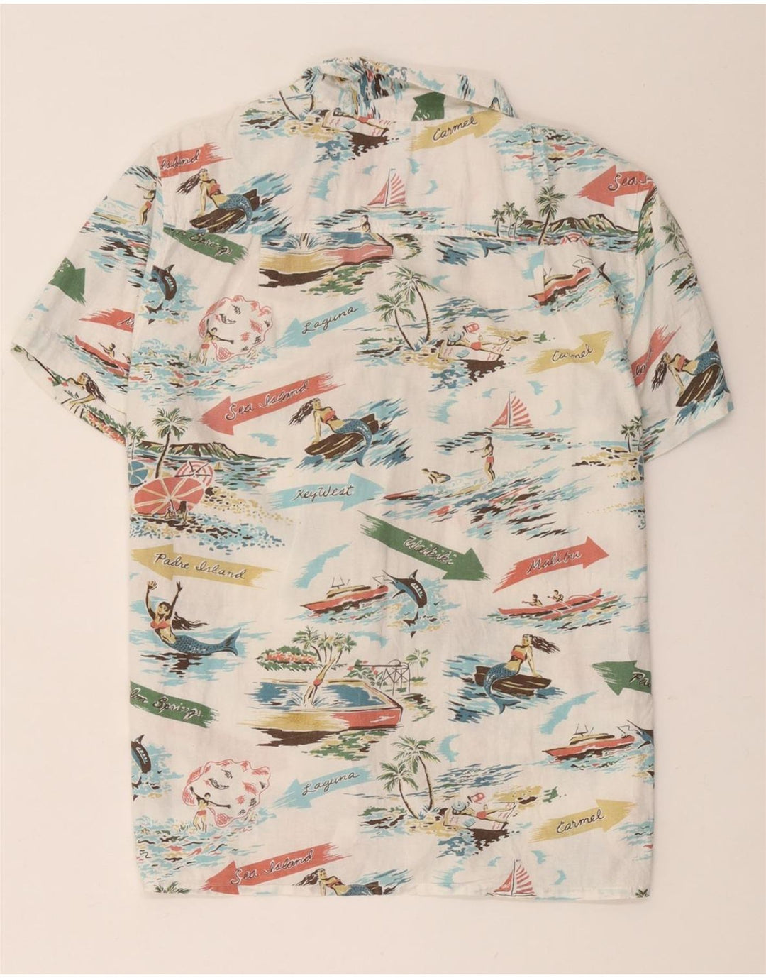Camisa masculina de manga curta com padrão abstrato John Lewis médio branco havaiano