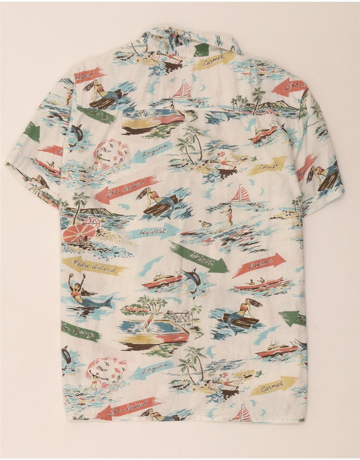 Camisa masculina de manga curta com padrão abstrato John Lewis médio branco havaiano