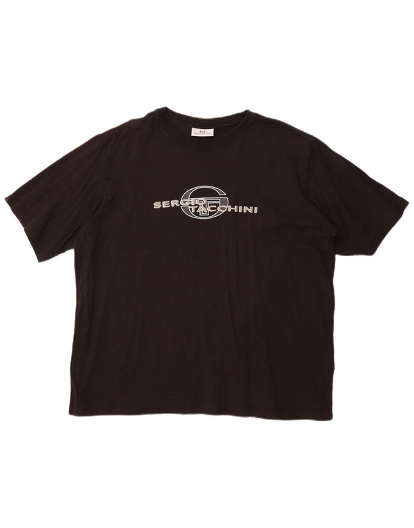 Camiseta gráfica feminina Sergio Tacchini Top UK 20 2XL algodão preto