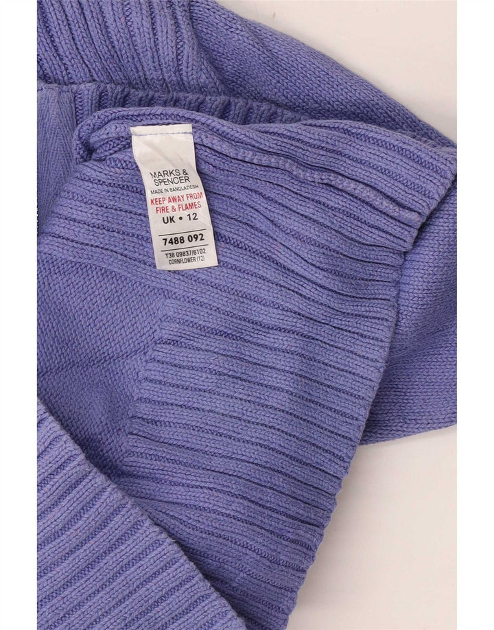 Suéter cardigã feminino Marks & Spencer Reino Unido 12 algodão roxo médio