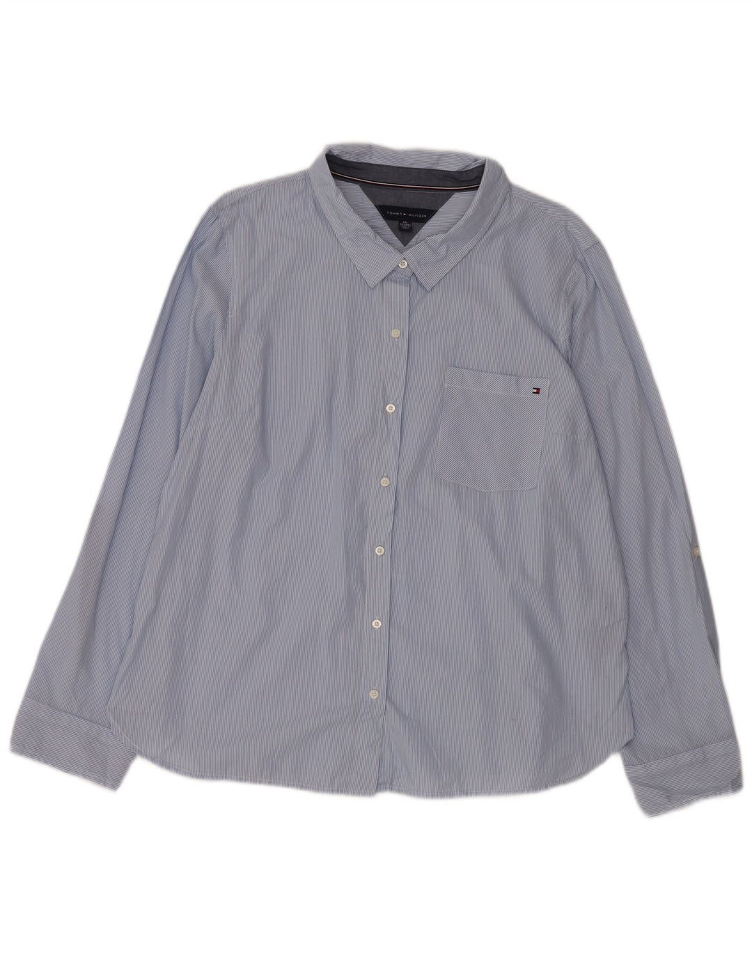 Camisa feminina TOMMY HILFIGER UK 20 2XL algodão listrado azul