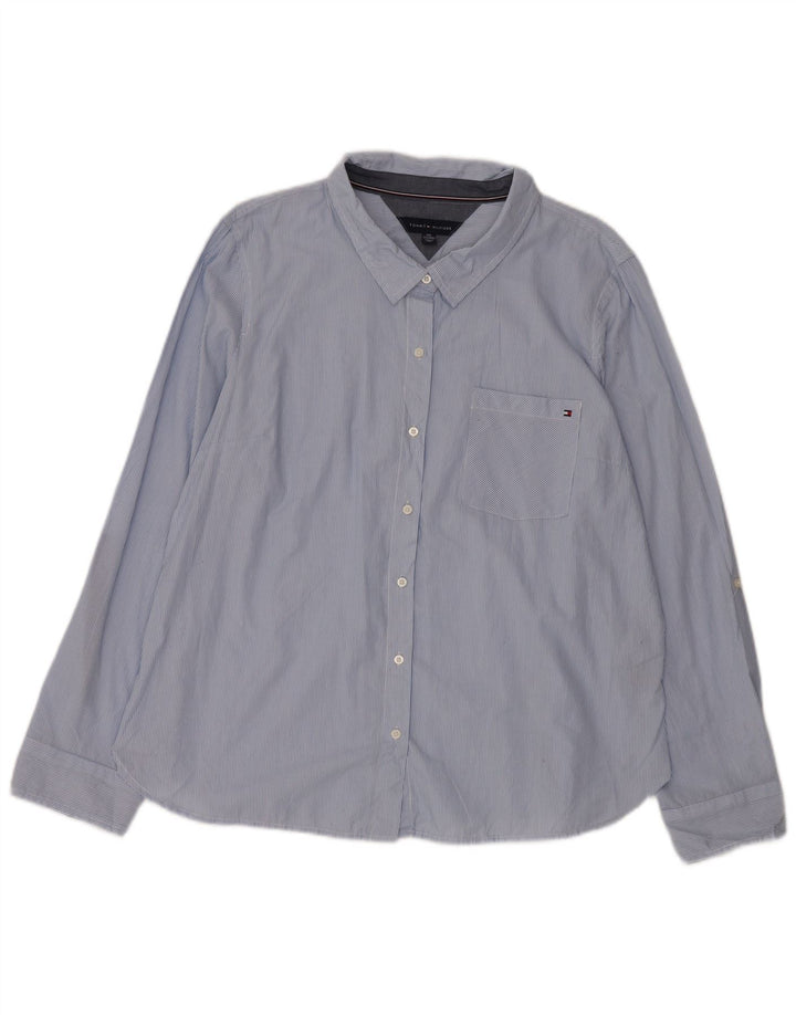 Camisa feminina TOMMY HILFIGER UK 20 2XL algodão listrado azul