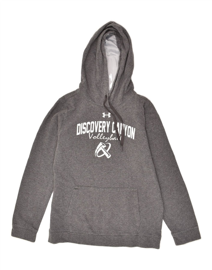 UNDER ARMOUR Womens Graphic Hoodie Jumper UK 14 Medium Grey | Vintage Under Armour | Thrift | Second-Hand Under Armour | Used Clothing | Messina Hembry 