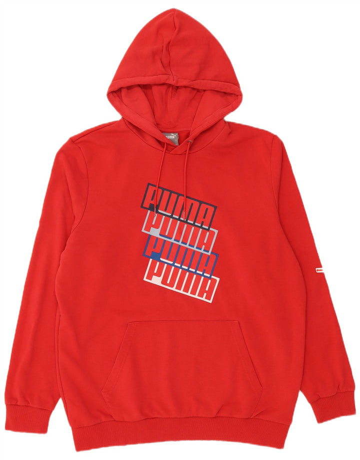 PUMA Mens Graphic Hoodie Jumper Grande Algodão Vermelho