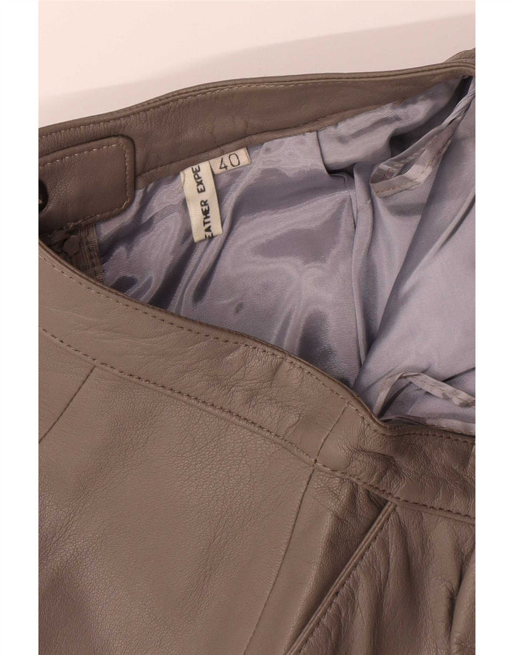 Saia feminina vintage de couro midi UE 40 médio W28 marrom