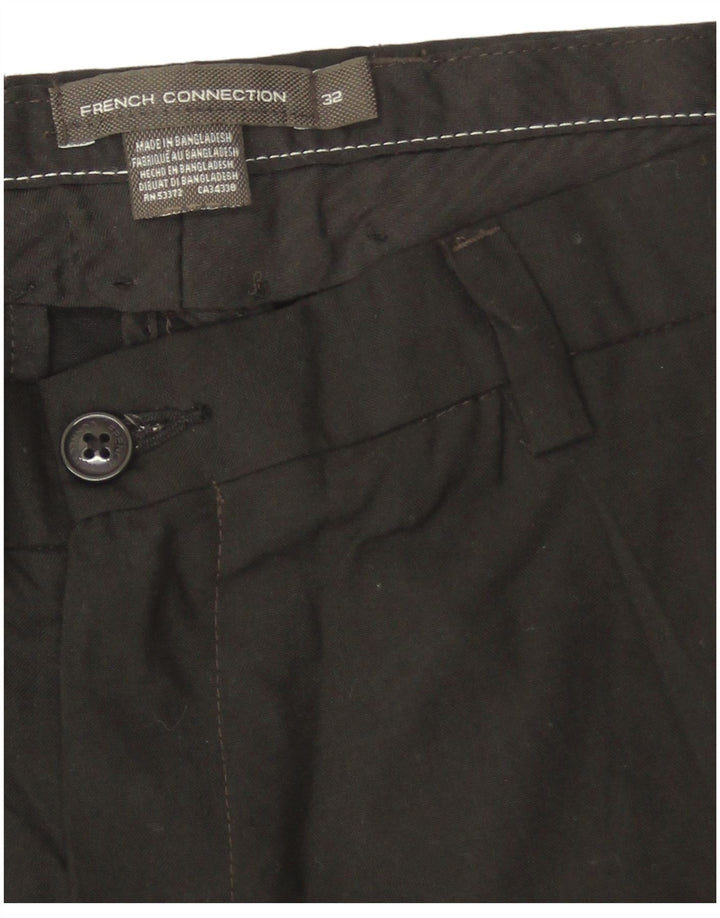 Calças de terno slim masculinas French Connection W32 L31 poliéster preto