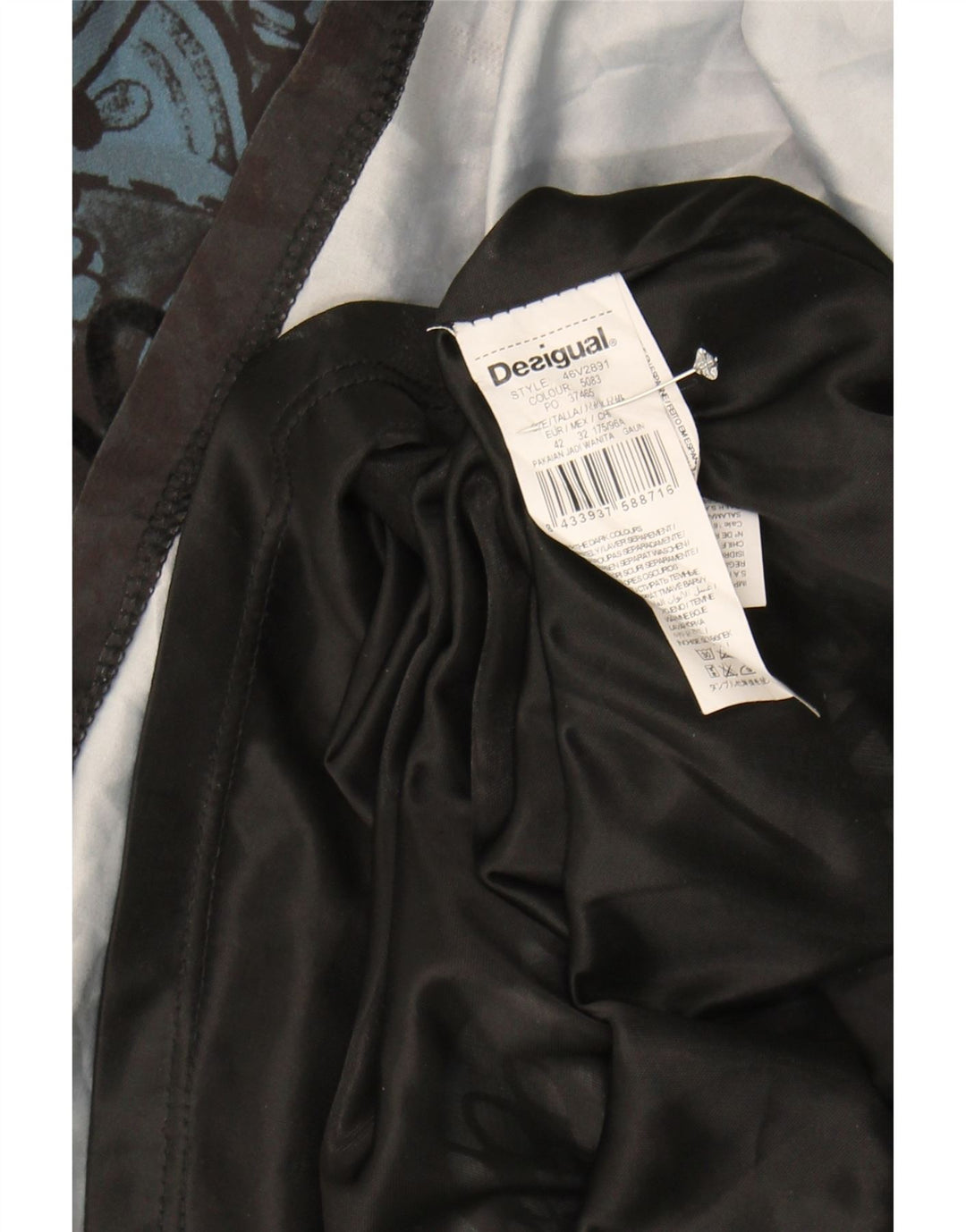 DESIGUAL Womens Graphic Sleeveless A-Line Dress EU 42 Large Black Floral Vintage Desigual and Second-Hand Desigual from Messina Hembry 