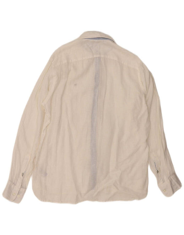 Camisa masculina TOMMY HILFIGER de linho branco médio