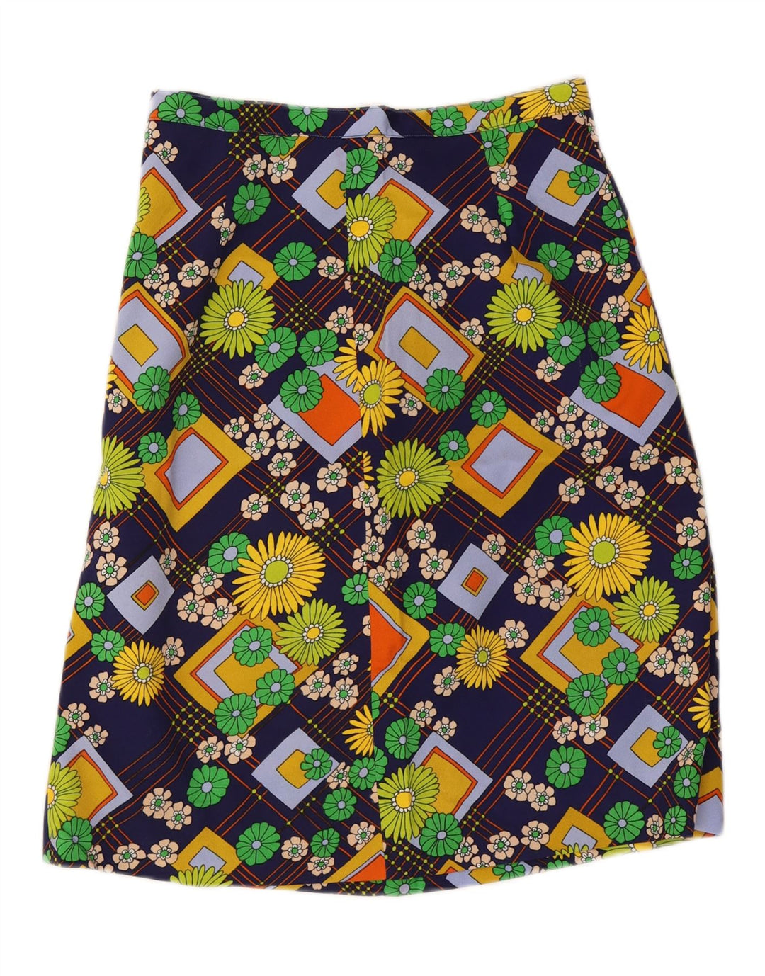 Saia evasê feminina VINTAGE W29 média floral multicolorida