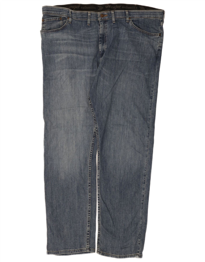 Wrangler Mens Straight Jeans W46 L32 Azul Algodão
