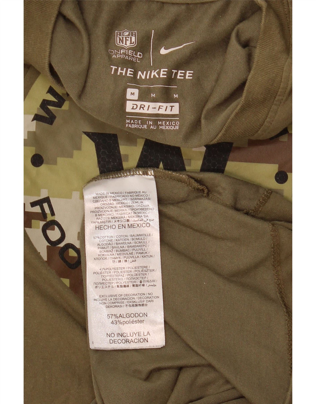 Nike Mens Washington Graphic Top Manga Longa Médio Algodão Cáqui