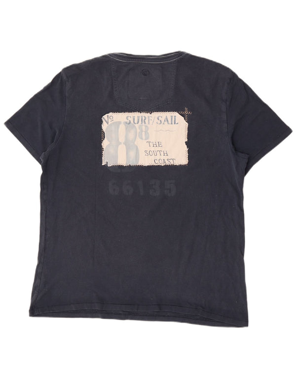 Camiseta gráfica masculina Fat Face Top médio algodão azul marinho