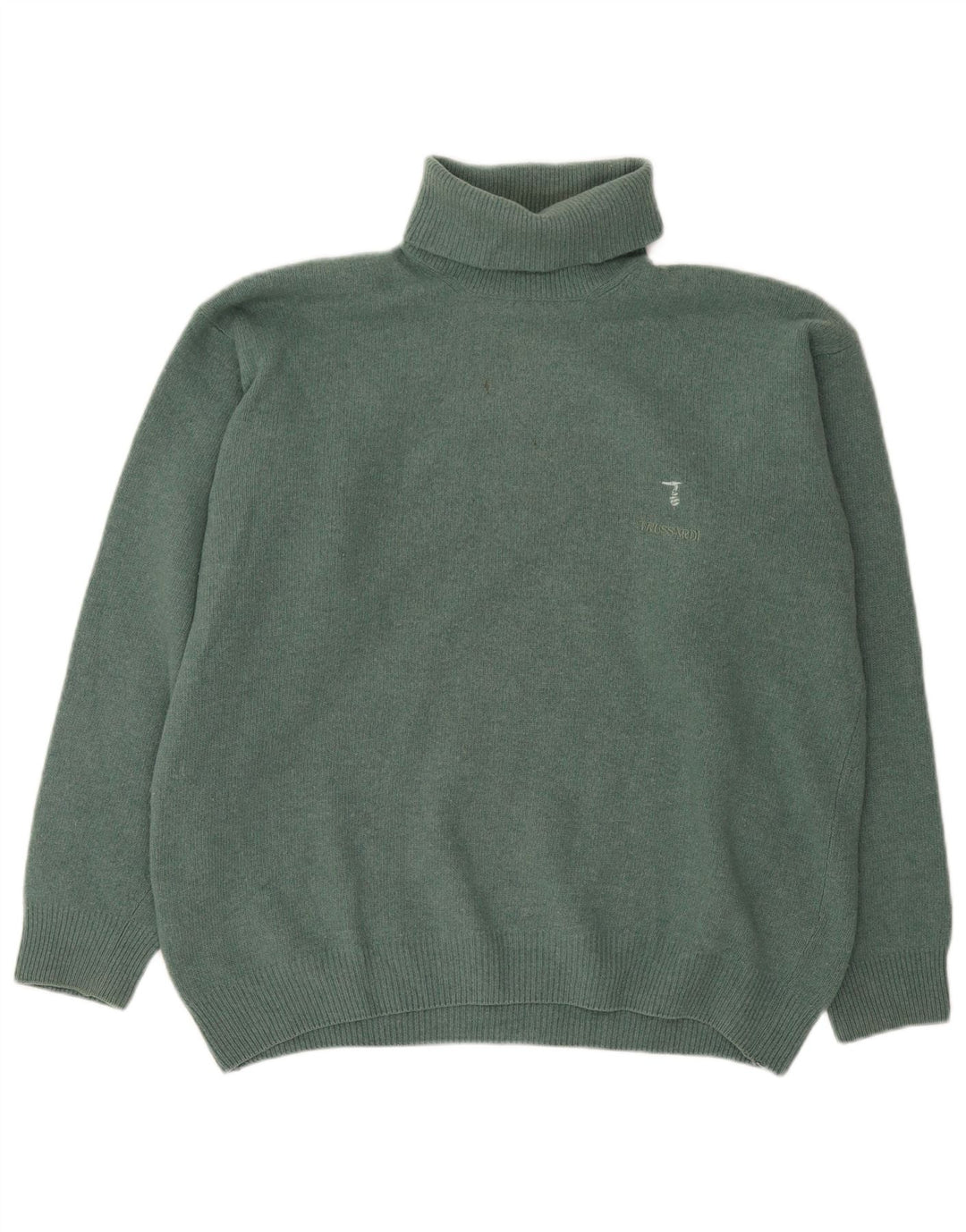 Suéter masculino Trussardi com gola redonda e lã verde médio
