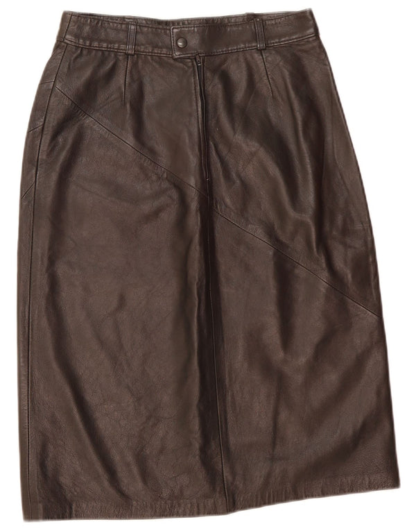 Saia de couro feminina vintage W26 pequena couro preto