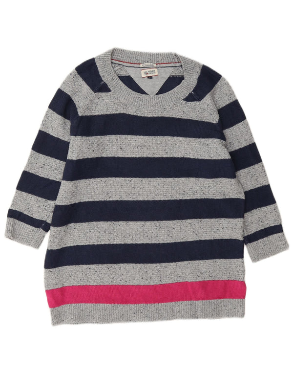 Suéter feminino Tommy Hilfiger com gola canoa e listrado cinza grande Reino Unido 16