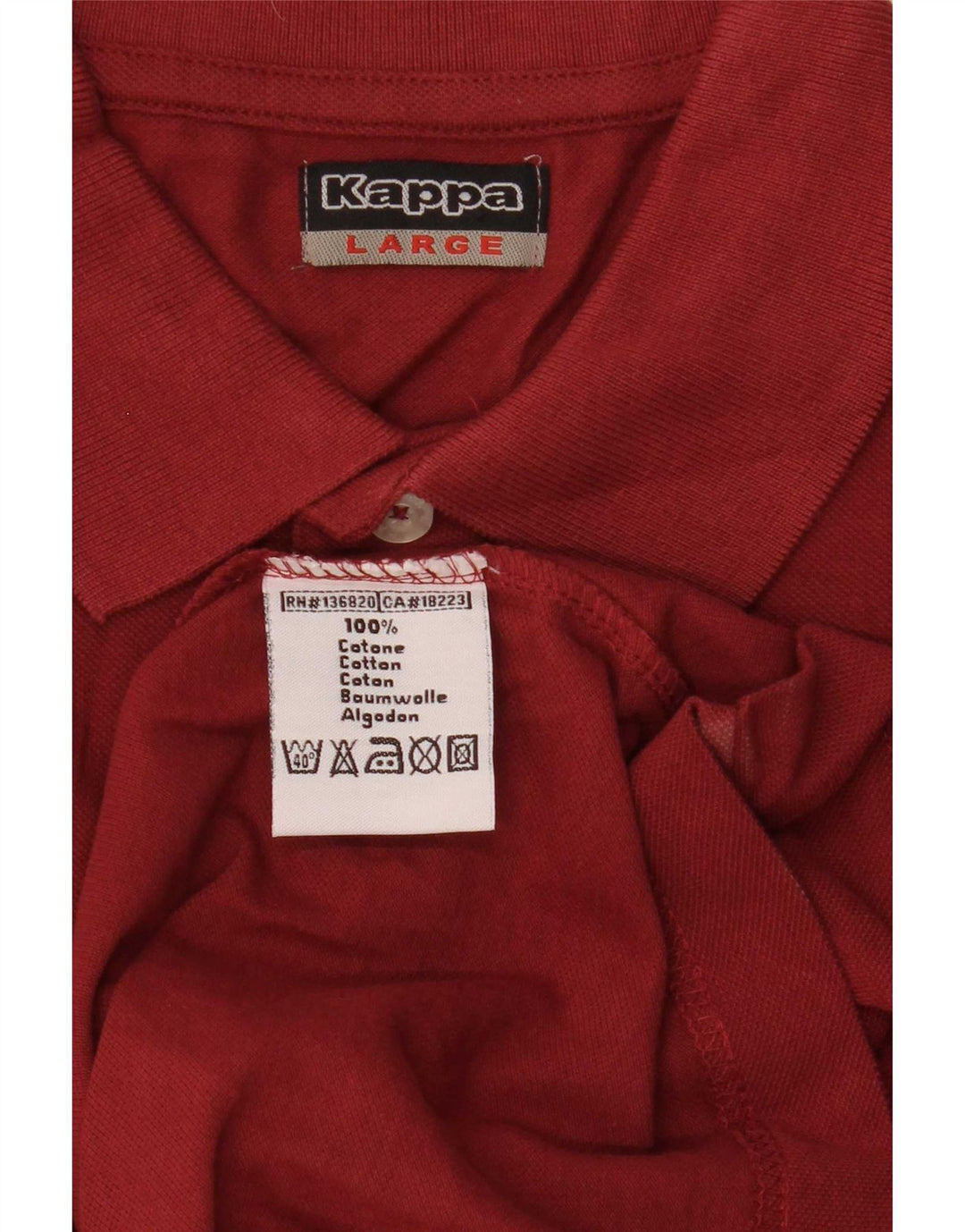 Camisa polo masculina de manga comprida Kappa grande algodão vermelho