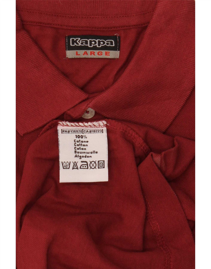Camisa polo masculina de manga comprida Kappa grande algodão vermelho