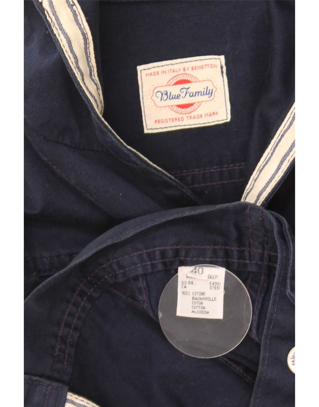 Jaqueta jeans feminina com capuz e corte grande da Benetton IT 40 pequena azul marinho
