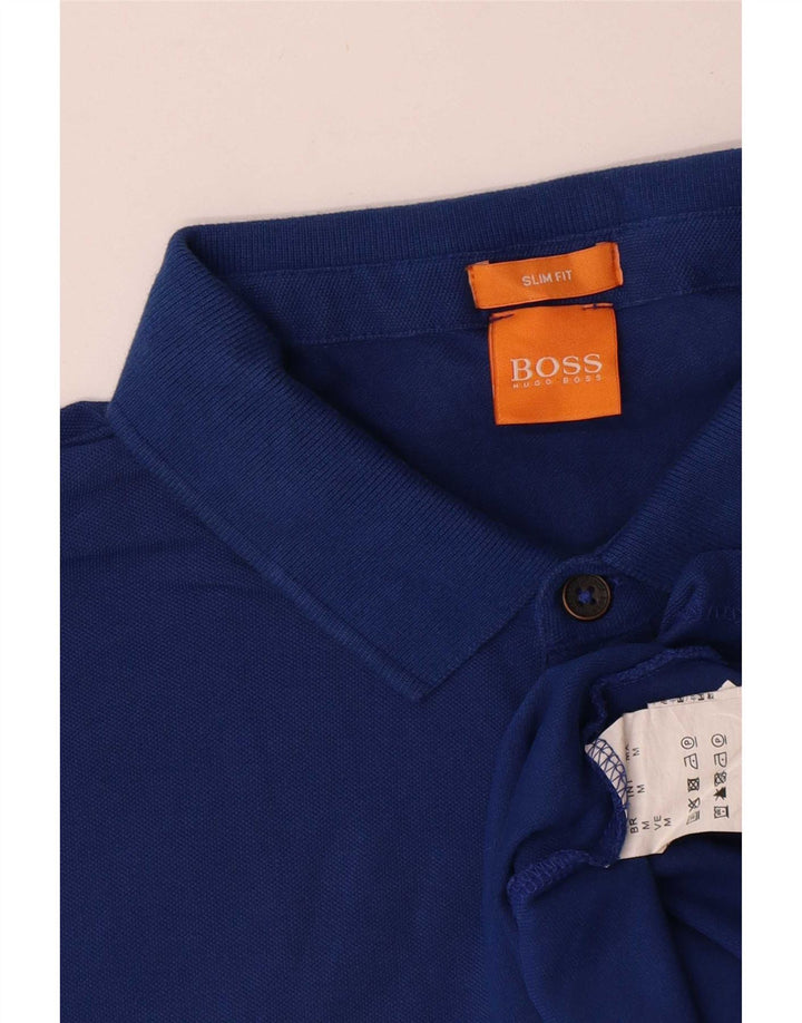 Camisa polo masculina Hugo Boss Slim Fit algodão azul médio