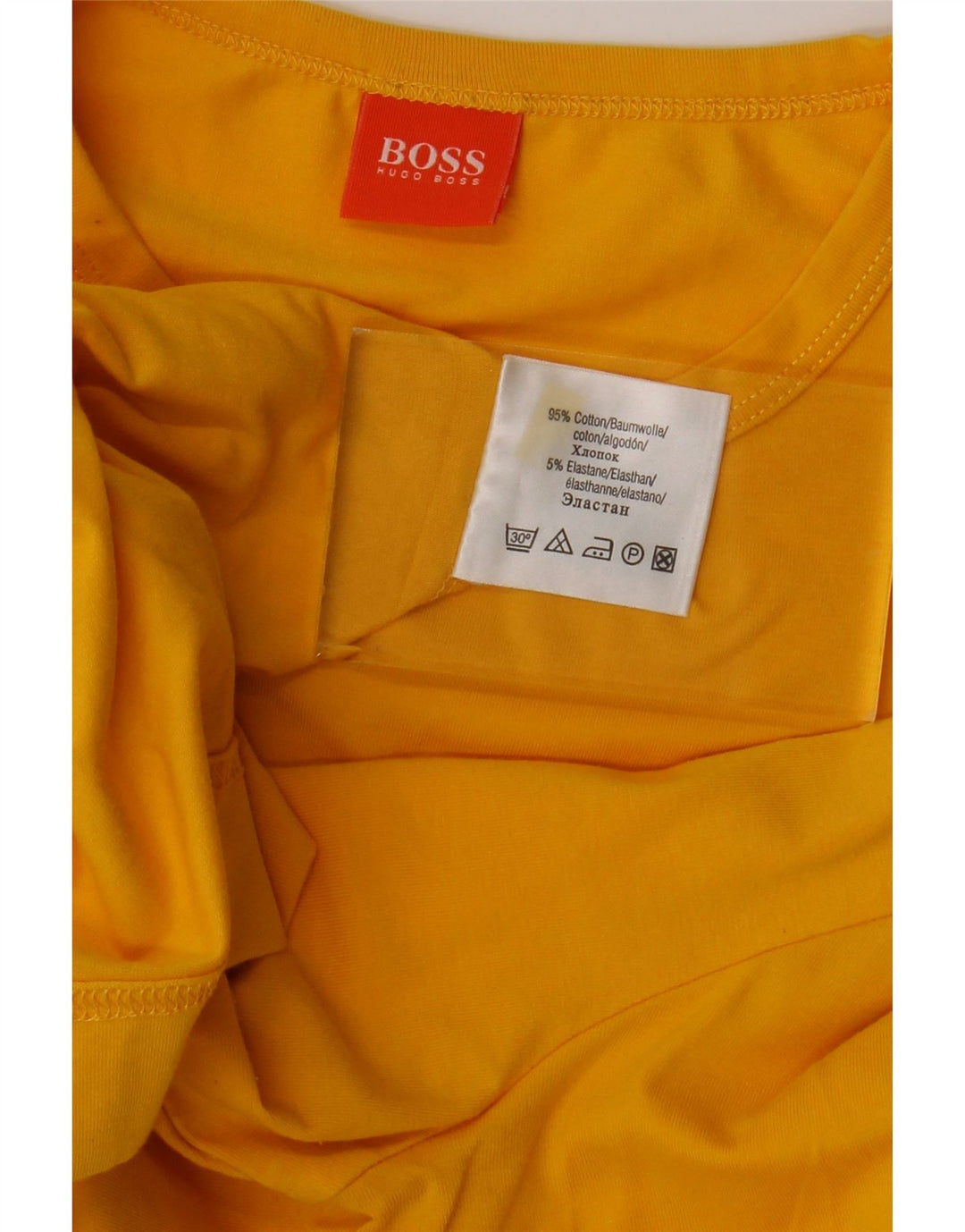 HUGO BOSS Top masculino de manga comprida grande algodão amarelo