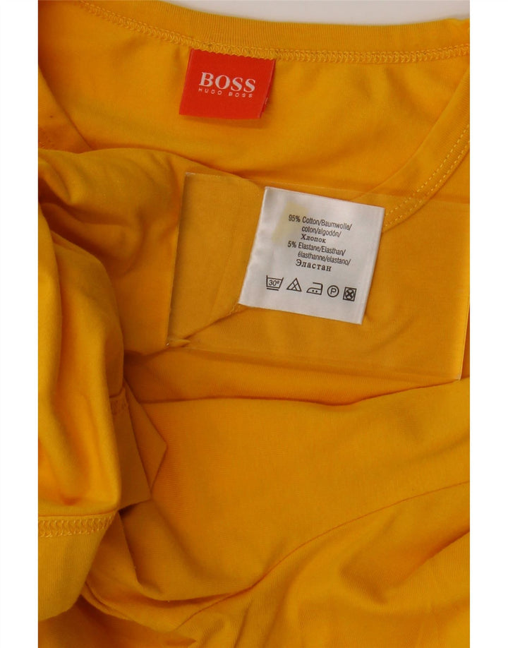 HUGO BOSS Top masculino de manga comprida grande algodão amarelo