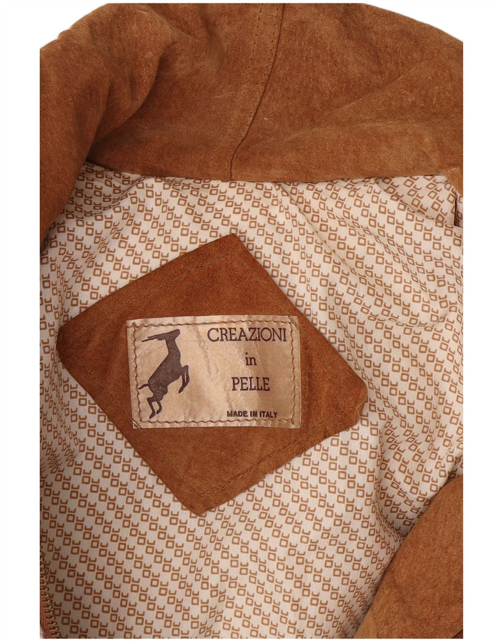 Jaqueta de lã de couro feminina vintage Reino Unido 14 couro colorblock branco médio