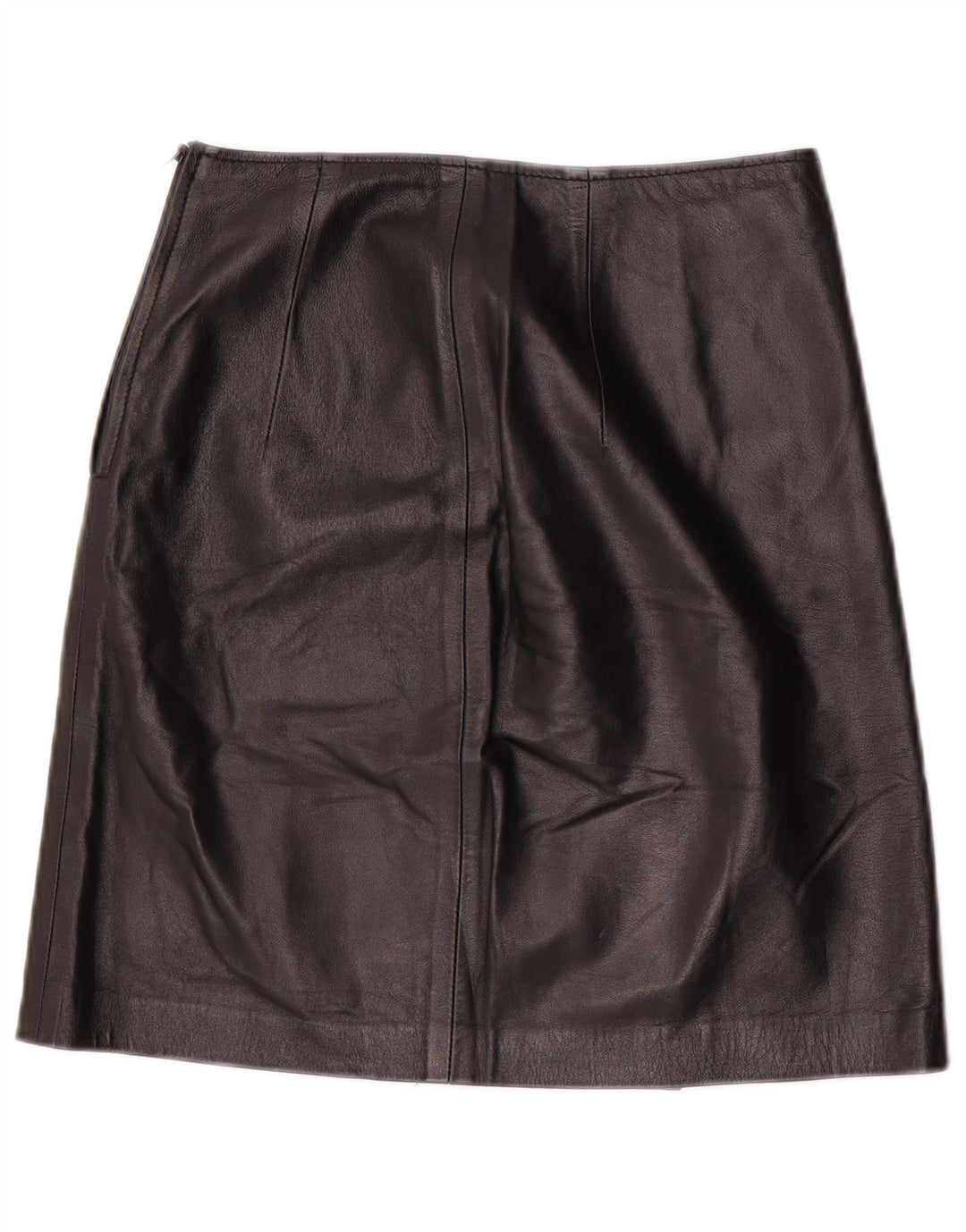 Saia feminina vintage de couro cintura alta IT 42 médio W24 preta