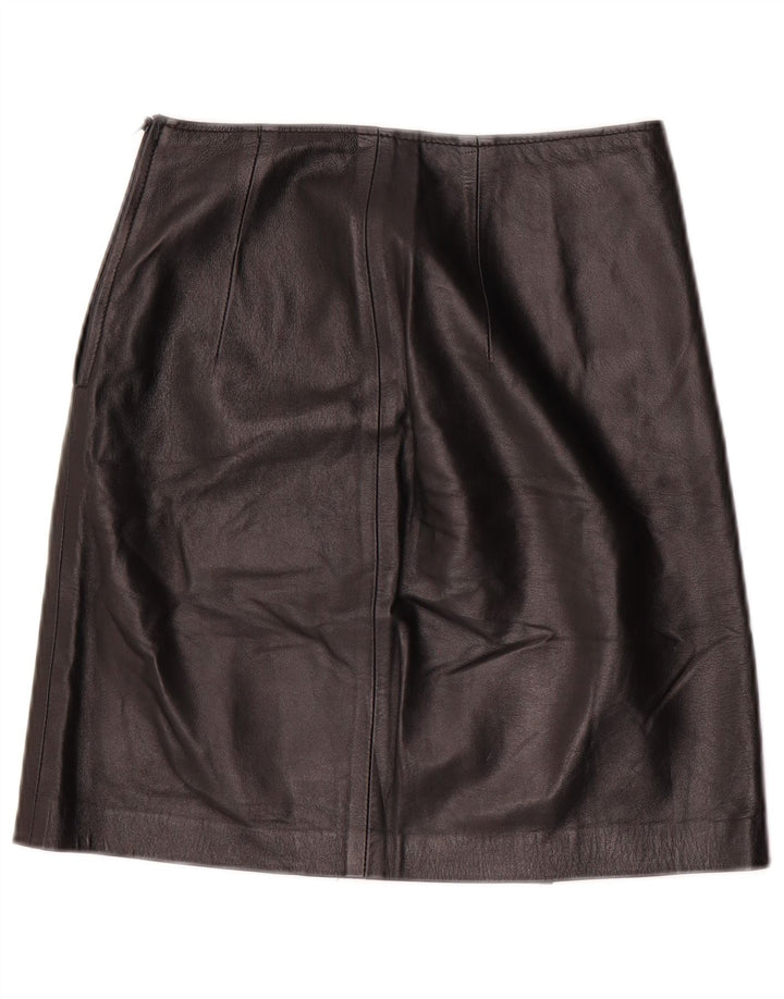 Saia feminina vintage de couro cintura alta IT 42 médio W24 preta