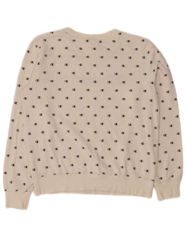 CHAMPION Suéter feminino com estampa gráfica superdimensionada Reino Unido 10 pequeno branco