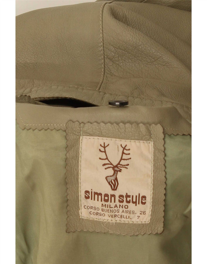 Jaqueta de couro masculina vintage UK 38 médio cáqui