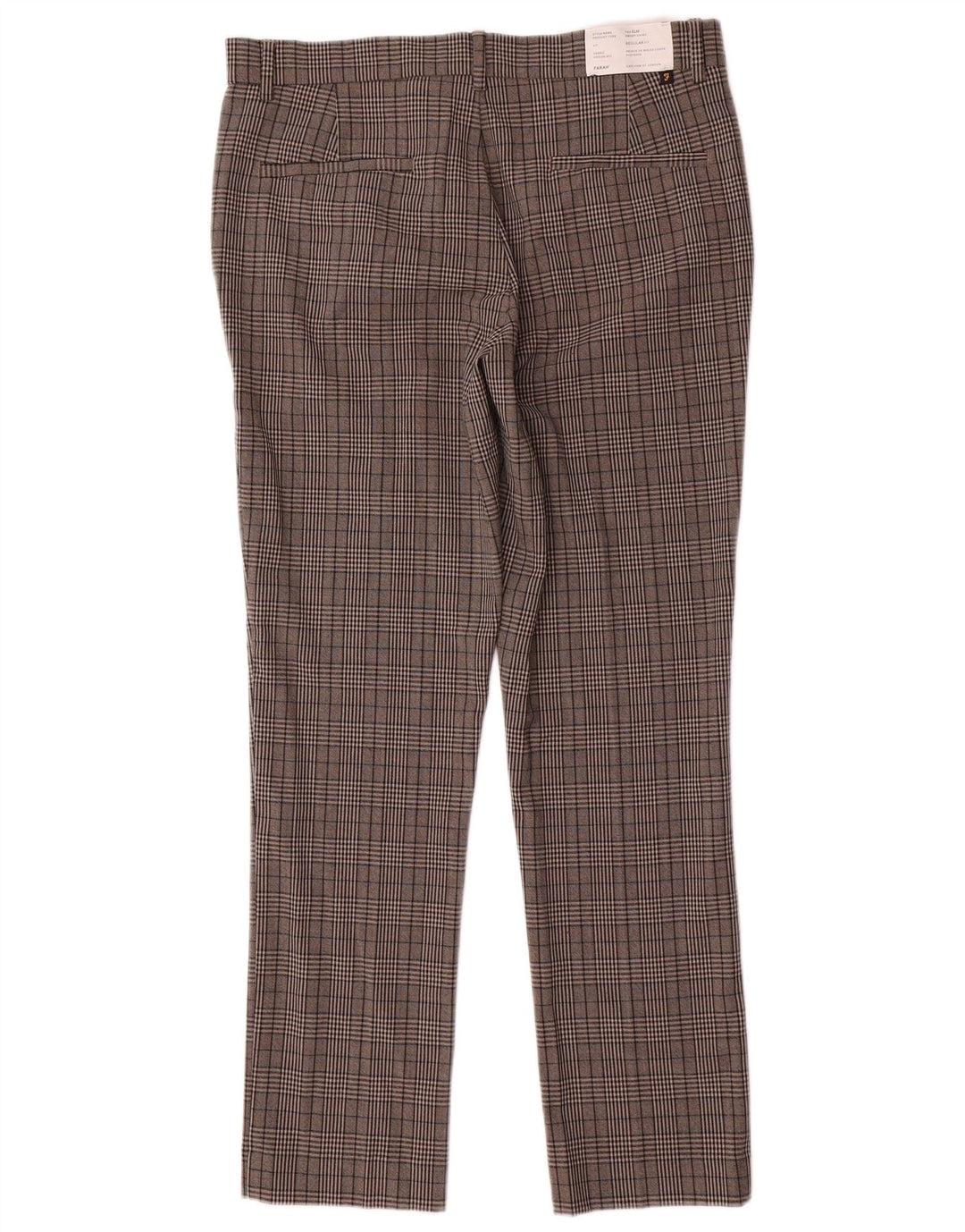 Farah Mens Slim Chino Calças W32 L30 Poliéster Xadrez Cinza