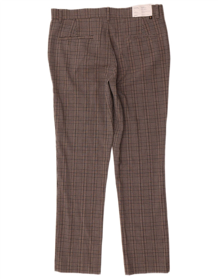 Farah Mens Slim Chino Calças W32 L30 Poliéster Xadrez Cinza