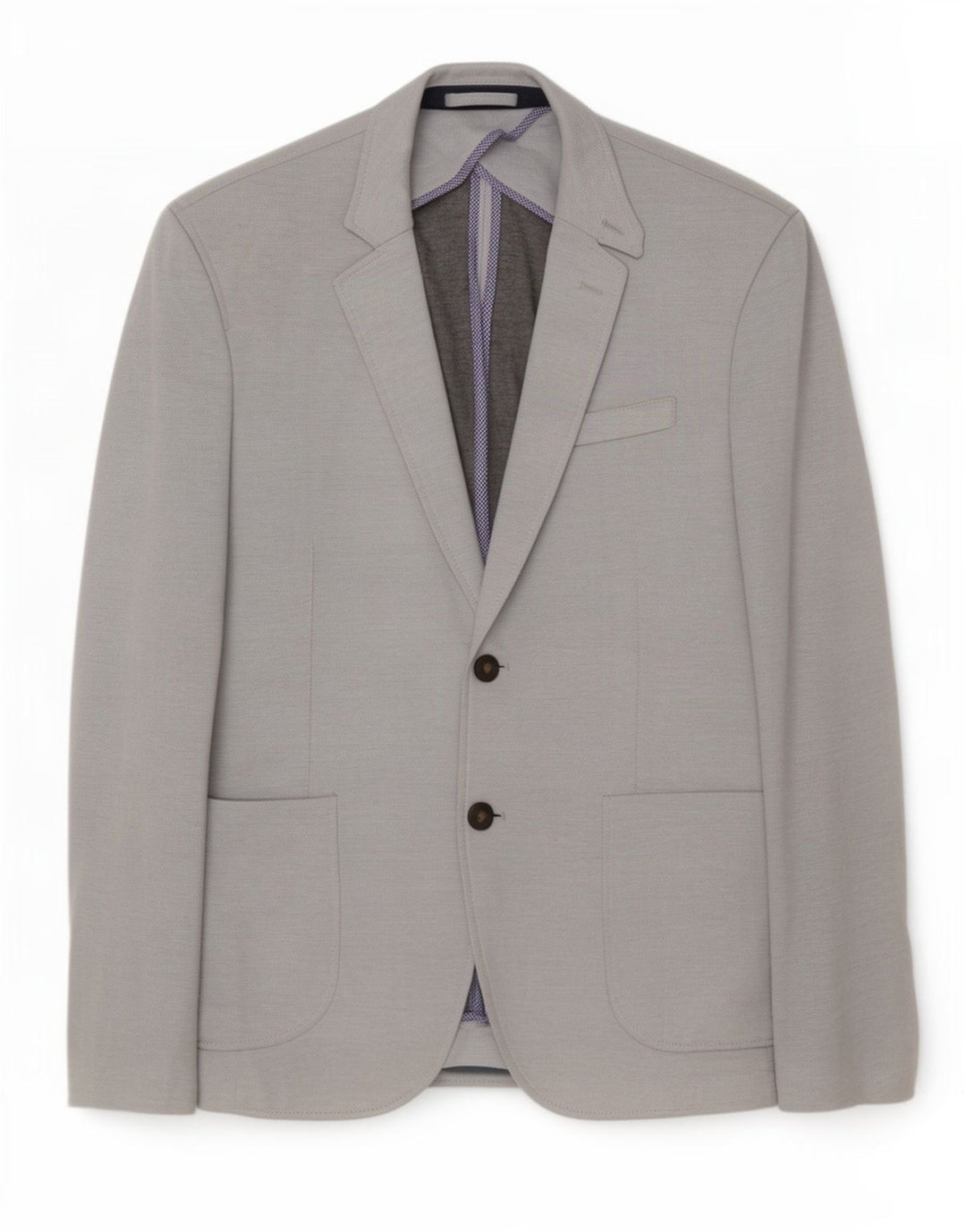 Jaqueta blazer masculina Zara com 2 botões EU 52 grande cinza colorblock poliéster