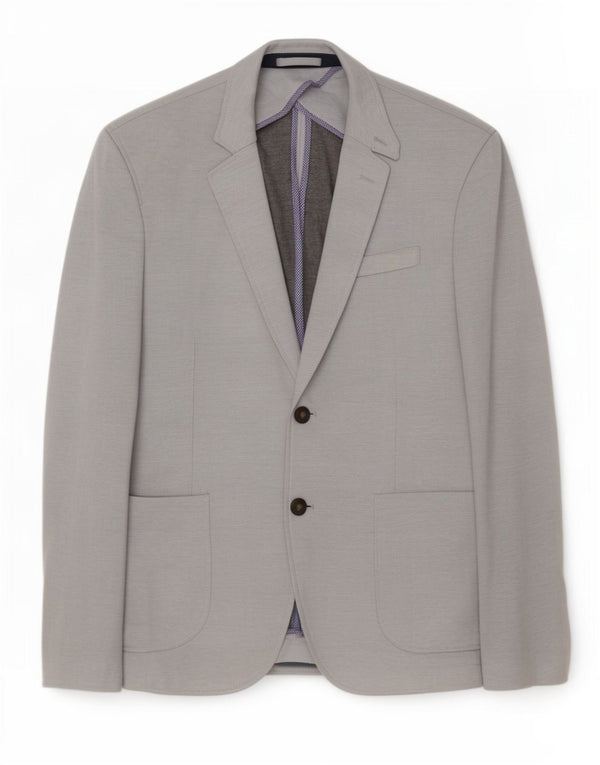 Jaqueta blazer masculina Zara com 2 botões EU 52 grande cinza colorblock poliéster