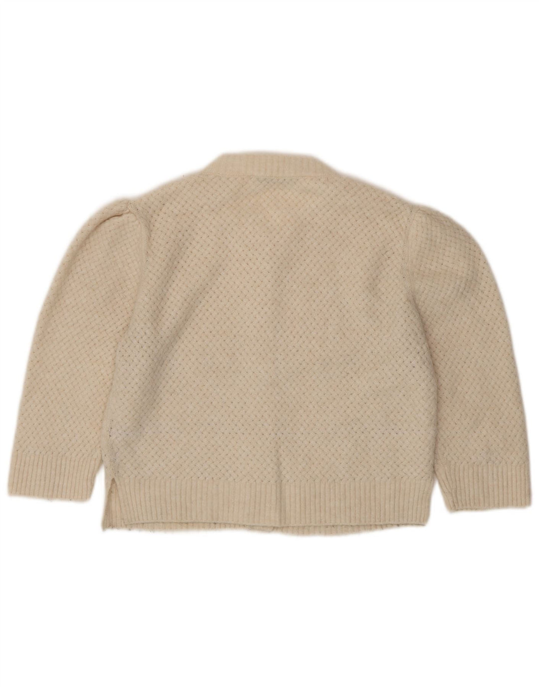 Zara Womens Crop Cardigan Sweater UK 10 Pequeno Poliéster Bege