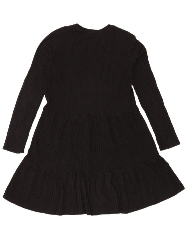 Vestido feminino Zara em camadas de malha UK 12 médio preto