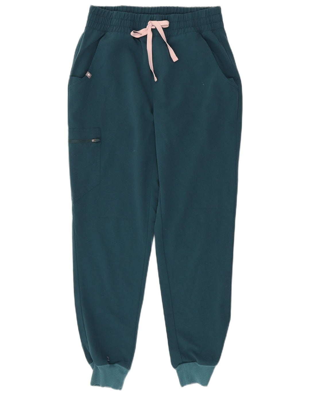 Calça de treino cargo feminina FIGS Joggers UK 10 poliéster verde pequeno