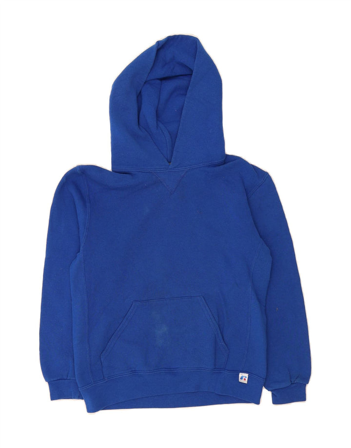 RUSSELL ATHLETIC Boys Hoodie Jumper 8-9 Years Medium Blue Cotton Vintage Russell Athletic and Second-Hand Russell Athletic from Messina Hembry 