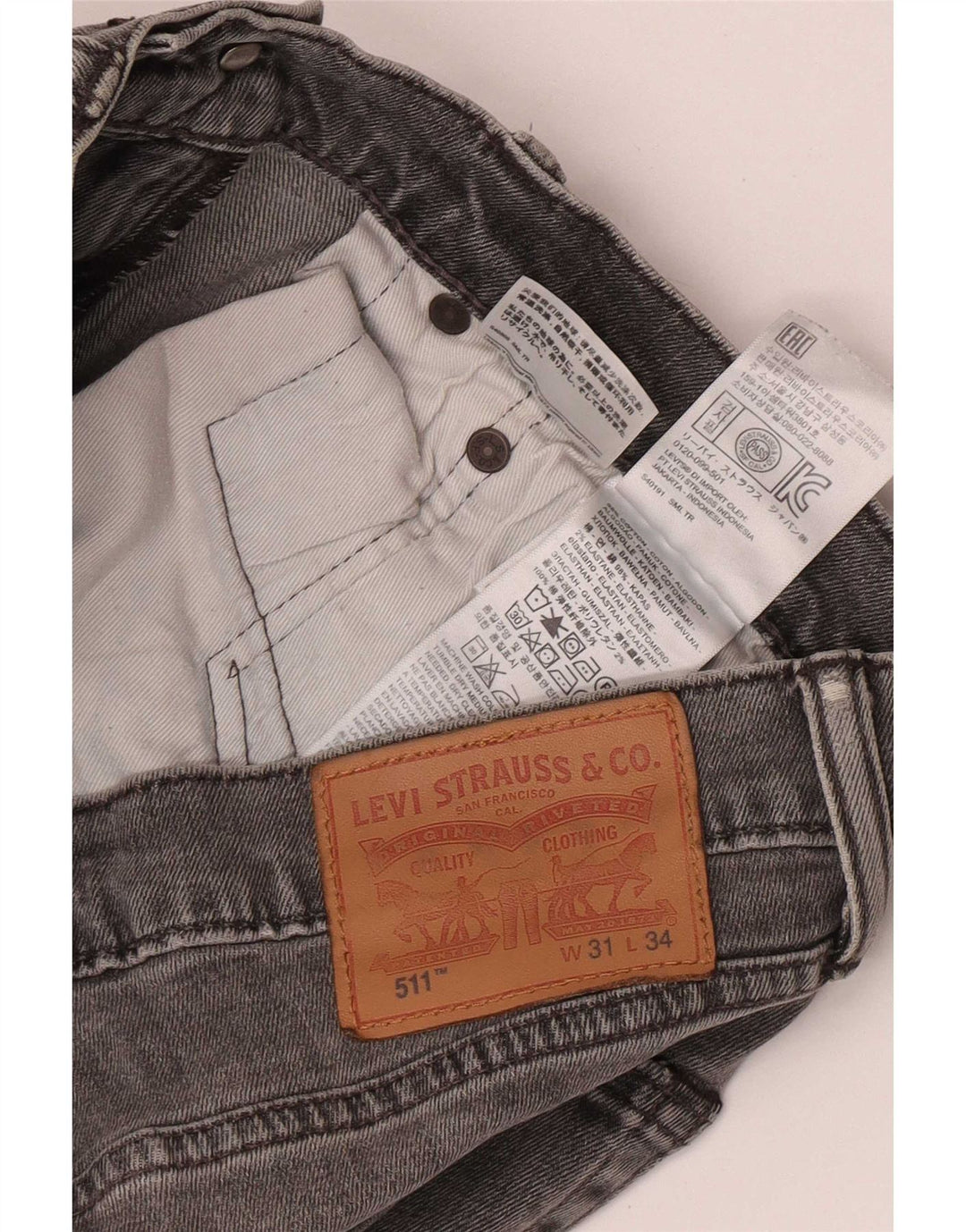 Calça Jeans Levis 511 Slim Masculina W31 L34 Cinza Algodão