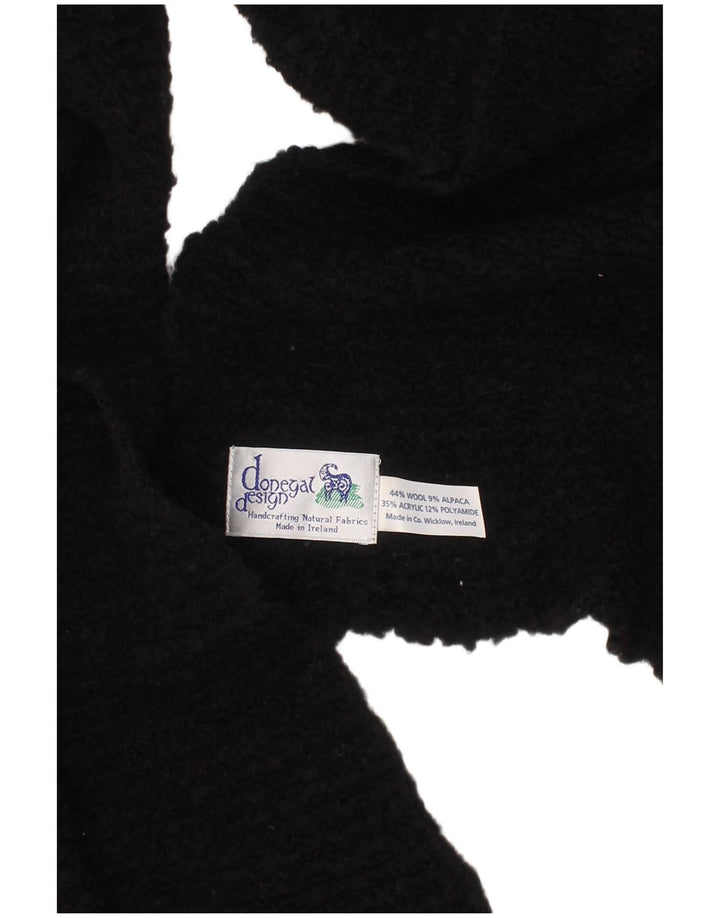 DONEGAL DESIGN Cachecol feminino de malha retangular tamanho único de lã preta clássico