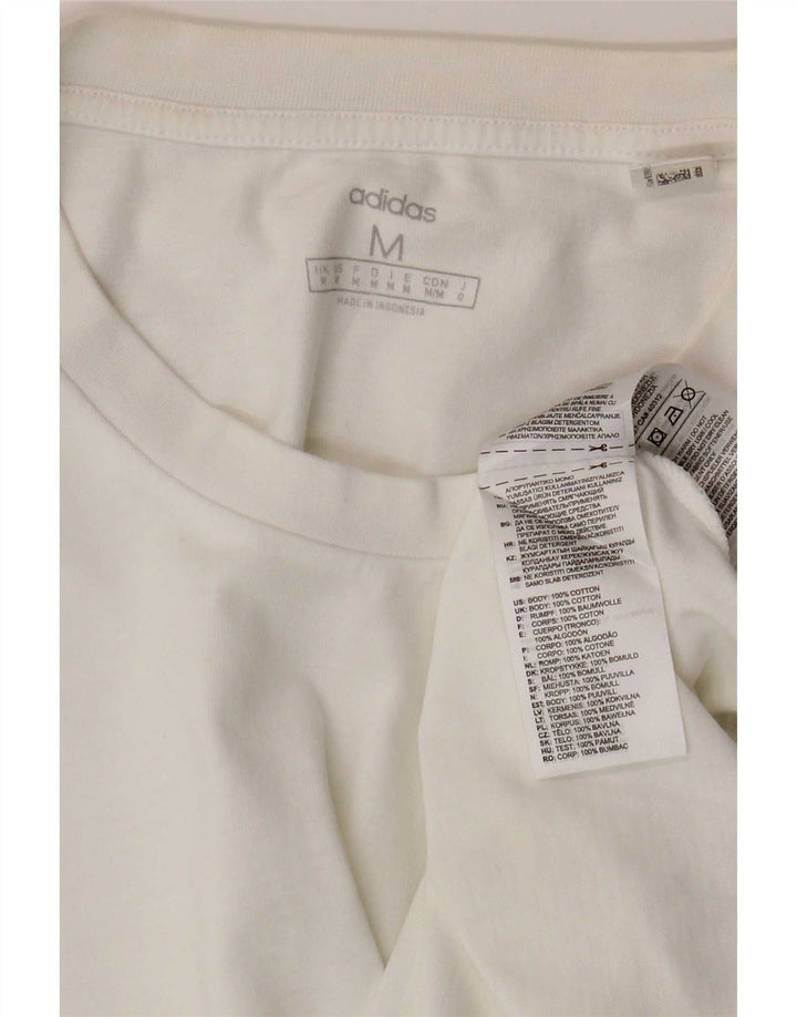 Adidas Mens Camiseta Top Médio Algodão Branco