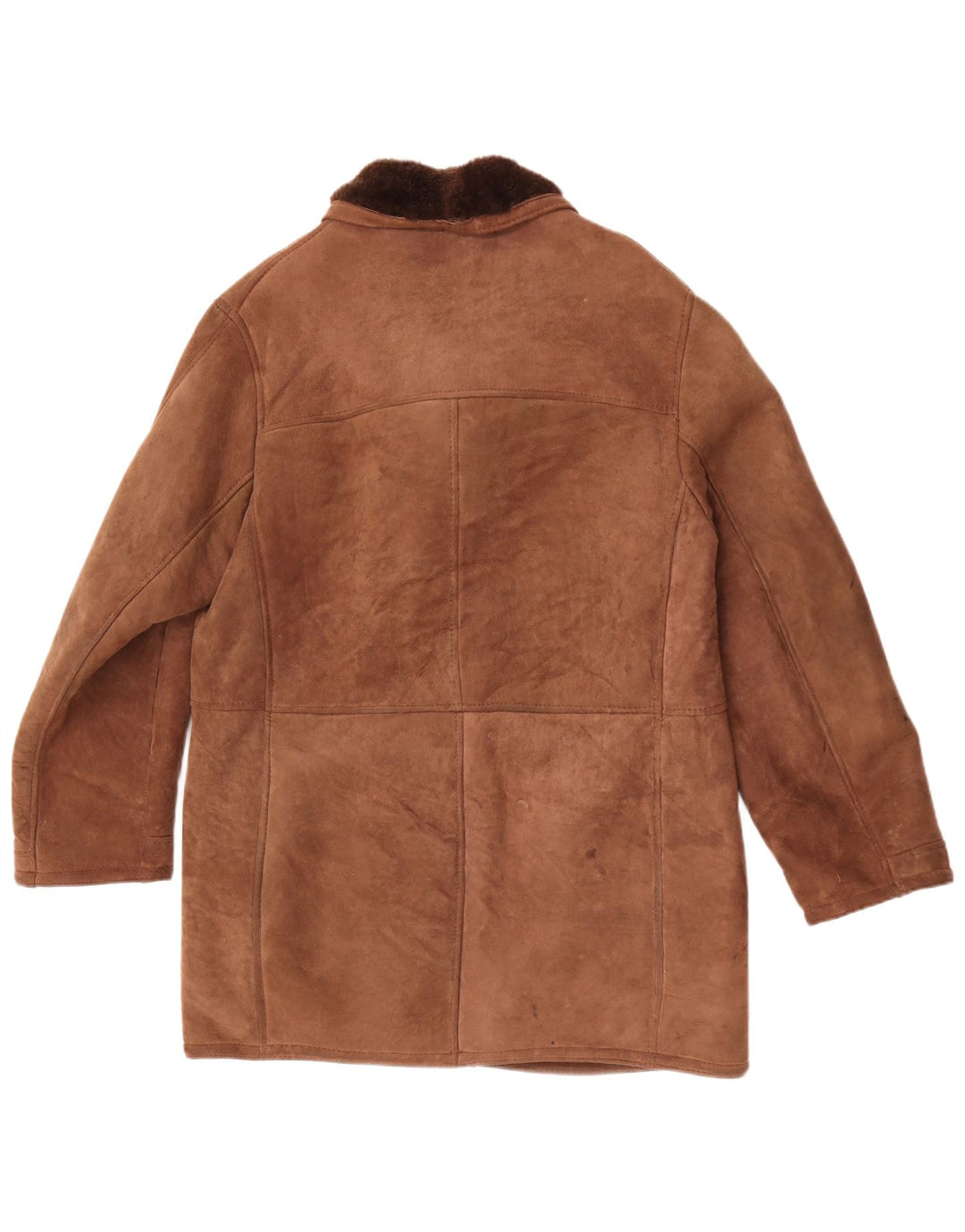 Sobretudo masculino vintage de shearling UK 40 grande marrom
