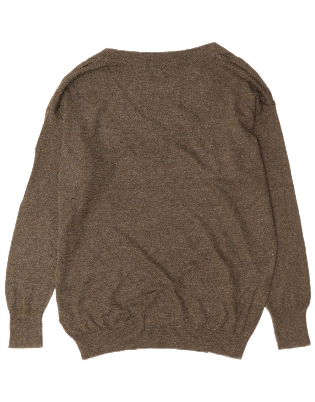 Suéter feminino Marks & Spencer grande com decote em V Reino Unido 10 pequeno cáqui