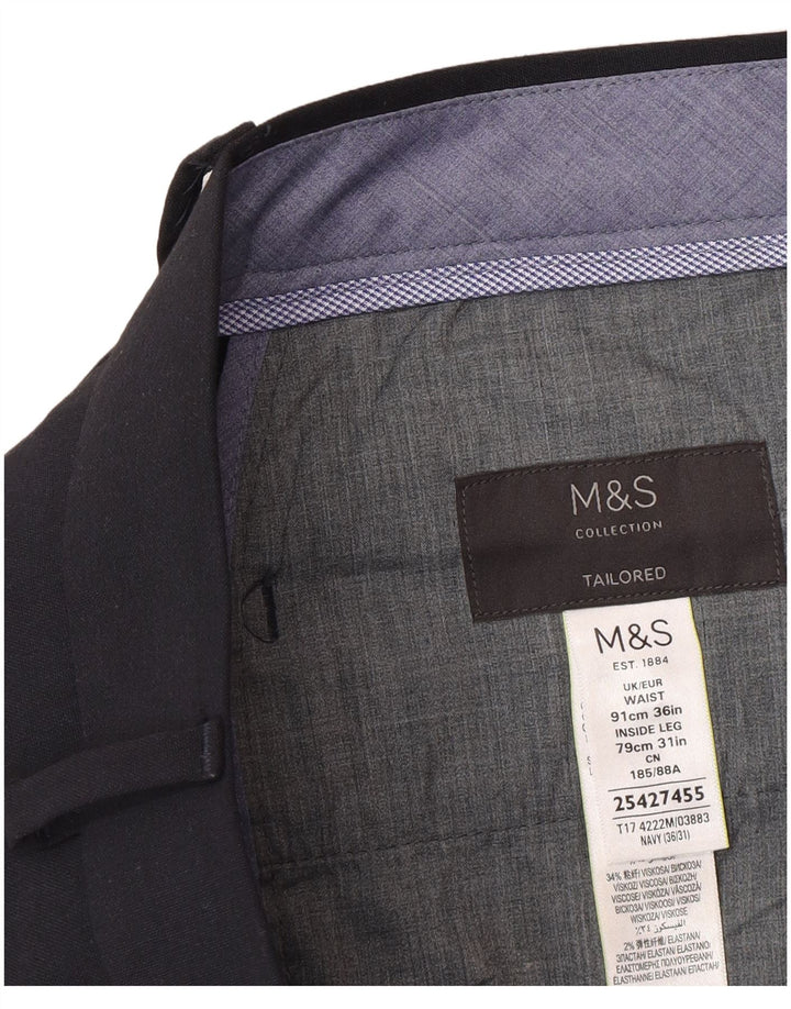Calça masculina sob medida Marks & Spencer W36 L31 azul marinho