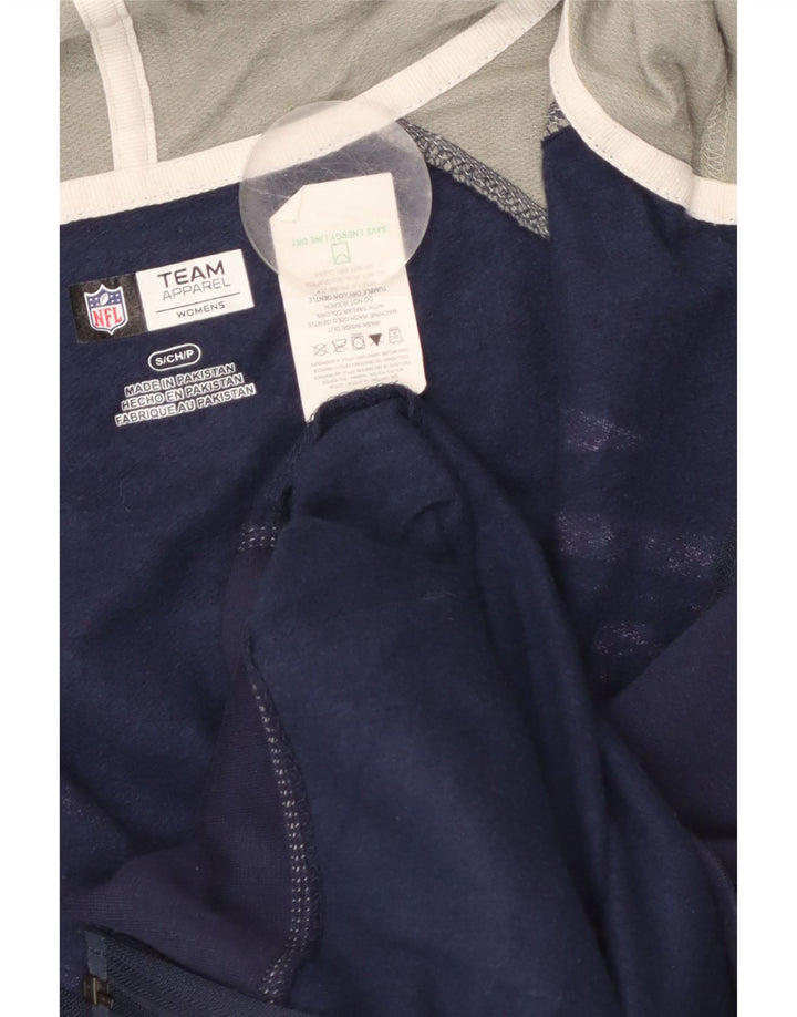 Suéter feminino NFL Patriots Zip com capuz Reino Unido 10 pequeno bloco colorido azul marinho